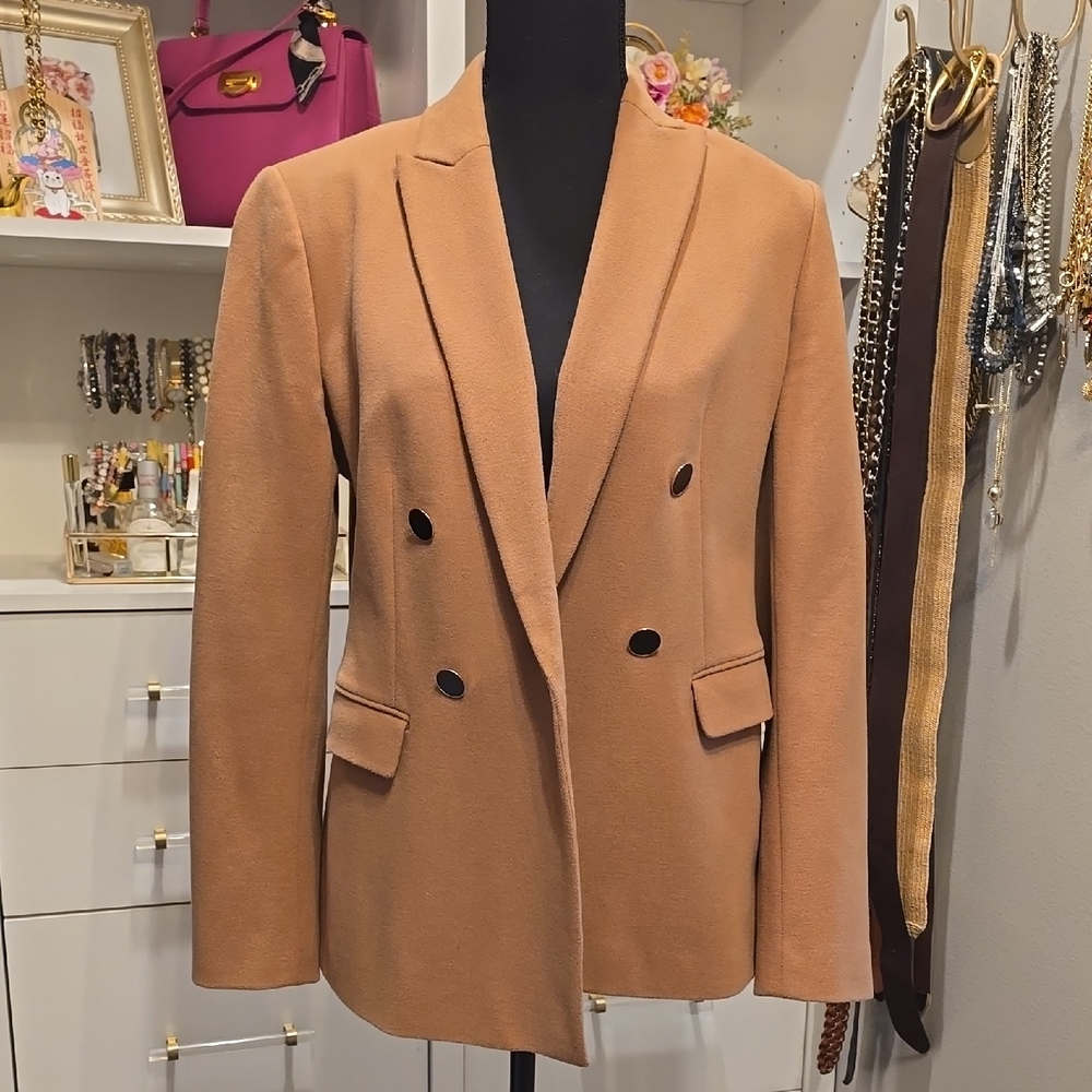 Ann Taylor Women's Tan Double-Breasted Blazer